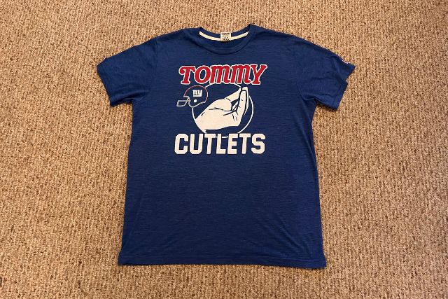 A photo of my beloved Tommy Cutlets t-shirt.