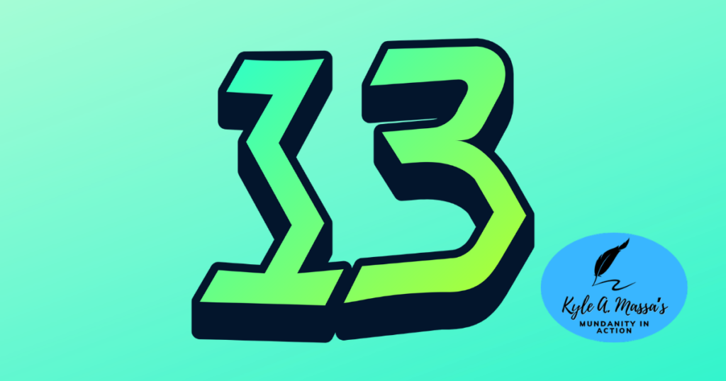 A wiggly, wavy number 13.